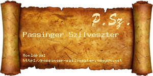 Passinger Szilveszter névjegykártya